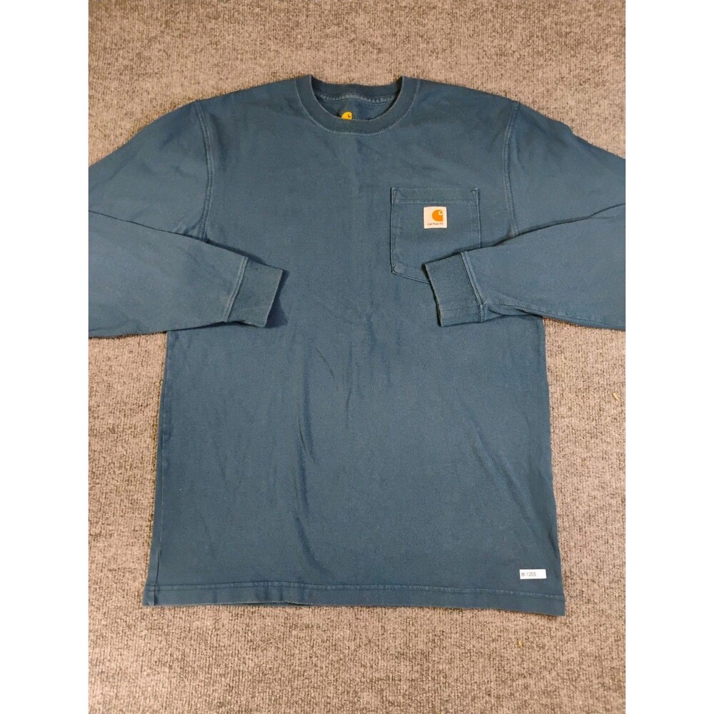 Carhartt Original Fit Men's Small Blue Long Sleeve Pocket T Shirt Workwear Tee